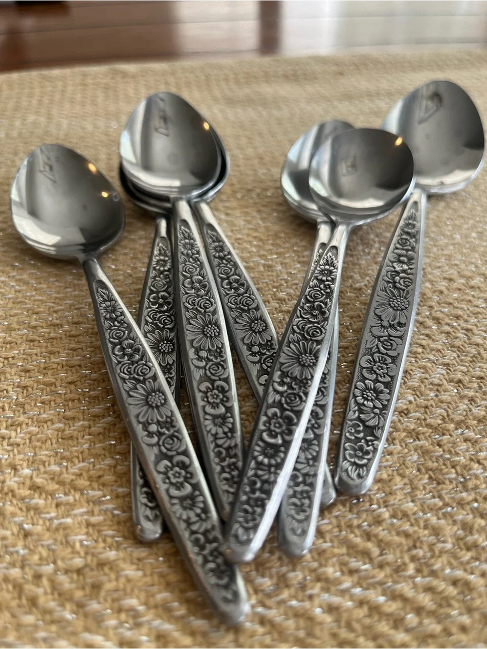 Vintage Floral Spoons (Like Jardinera) Stainless by INTERPUR (8pcs)